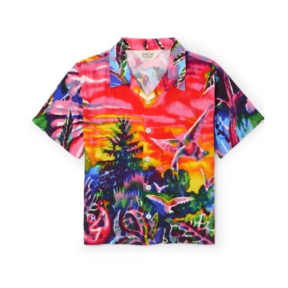 BRAIN DEAD Forgotten Forest Sort Sleeve Button Up Shirt $180 NEW Men's Sz Large